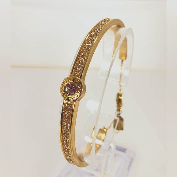 Coach | Jewelry | Coach Pave Rhinestone Gold Tone Adjustable Bangle ...
